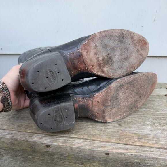 Tony Lama Black Full Quill Ostrich Goat Exotic Cowboy Western Boots CZ882 10D - Picture 8 of 8